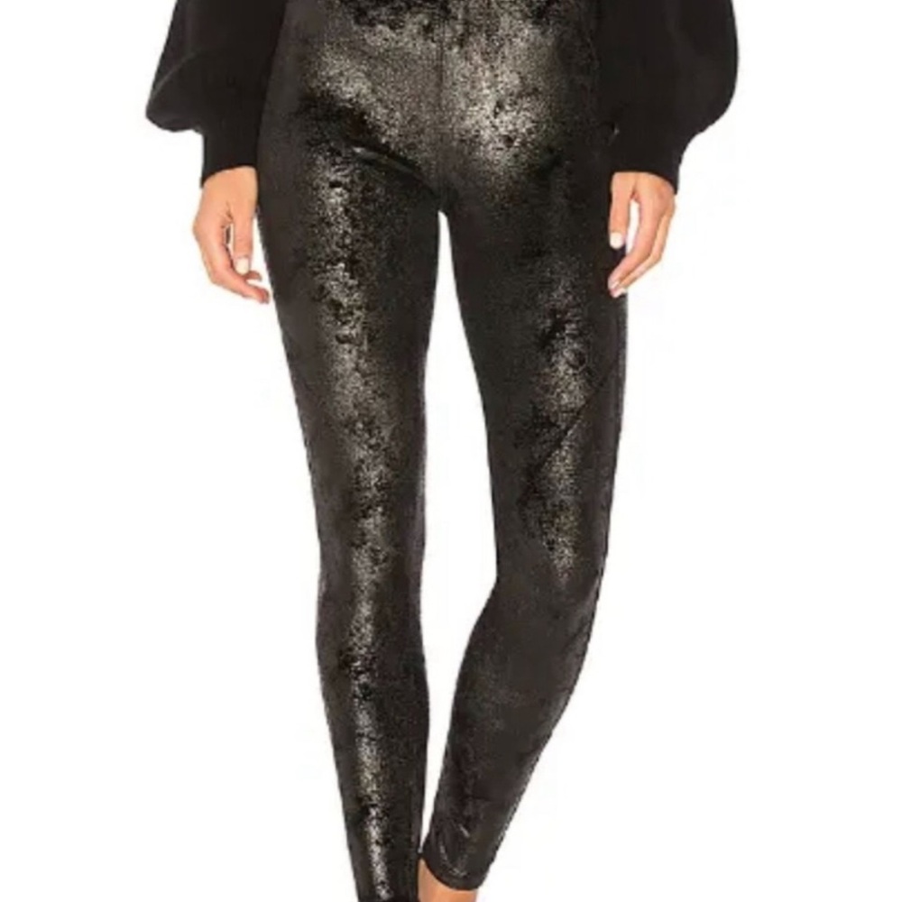 David Lerner Black and Silver Metallic Leggings